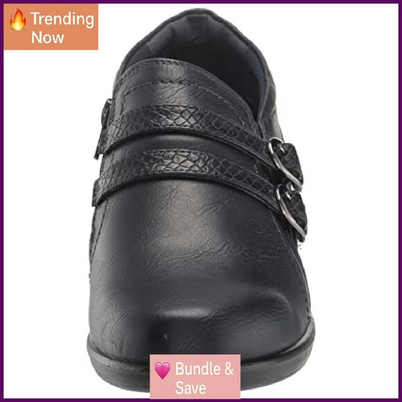 Women's Ankle Booties with Double Buckle Detail, Comfort Wave Construction - Picture 3 of 8